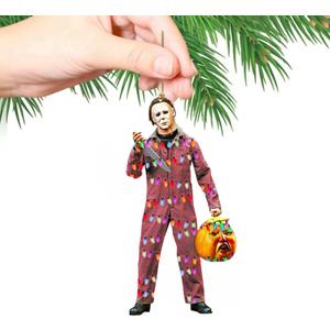 Halloween Dolls Pendant Horror Toys Zombies Skeleton Dwarf Decoration Car Rear View Mirror Pendant Hanging Festival Gifts, Red