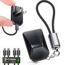 USB C Charger for iPhone 16/15 Charger Fast Charging, GaN Keychain Design Fast Wall Charger Block with 2 Pack USB C to C & C to Lightning Cable, Foldable and Compact for iPhone 17/16/15, iPad(Black)