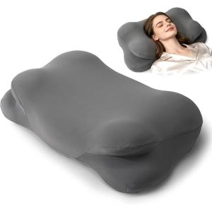 Cloud Pillow Ergonomic Cervical Memory Foam Pillow, Breathable Neck Support (grey)