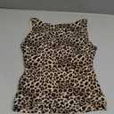 SUUKSESS Women Padded Open Back Boat Neck Tank Tops Double Lined Basic Shirts (Small, Cheetah Print)
