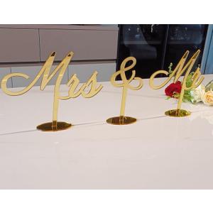 Gold mirror MR and MRS Wedding Decor,MR and Mrs Sign,Free Standing Wedding Table Signs for Wedding Gift