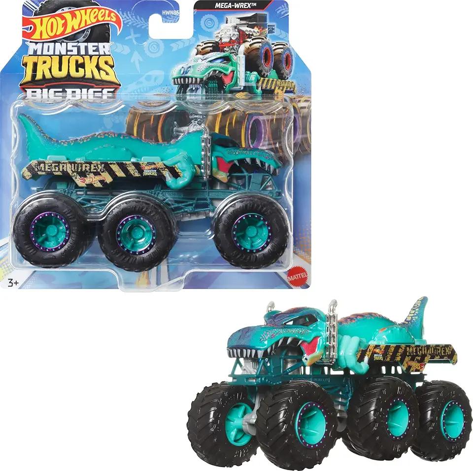 Hot Wheels, Monster Trucks 1:64 Scale Surprise Trailer Truck with 6 Wheels (Cannot Choose Model)