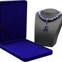 Jewelry Set Velvet Box Necklace Earring Ring Necklace Bracelet Gift Display Case Wedding Jewelry Storage Holder (Royal Blue For Chunky Collar Necklace)