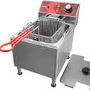 EGGKITPO Deep Fryer with Basket Commercial 12L Electric Countertop Fryer Stainless Steel Deep Fryers for Restaurant Home Use with Extra Large Frying Basket and Lid, 120V, 1800W