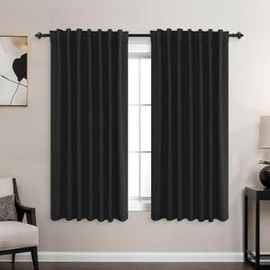 KOUFALL Bathroom Curtains Window,Short Natural Linen Blackout Curtains 45 Inches Long (52"W x 45"L (Pack of 2)