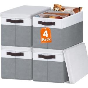 Large Closet Storage Baskets Bins 3 Pack, Storage Baskets for Organizing Shelves Nursery Bedroom, Home Dorm Closet Organizers Cubes for Clothes Toys Blanket Book - Stackable -14x10x9.5