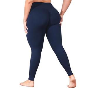 Plus Size Leggings with Pockets, Navy Blue Yoga Pants for Women Tummy Control, Booty Workout Leggings, High Waist Gym Activewear Stretchy, 4X