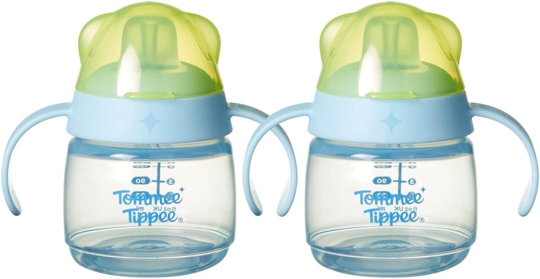 Tommee Tippee Transition Baby Sippy Cup With Spout, Ages 4 Months and Up, 5 oz, Leak-Proof Silicone Spout, Easy Grip Handles, Pink, Pack of 2
