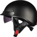 ILM Half Helmet Motorcycle Open Face Sun Visor Quick Release Buckle DOT Approved Cycling Motocross Suits Men Women 205V(XXL, Matt Black)