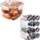 Water Bottle Organizer for Stanley 40 oz Tumbler with Handle and Bread Box for Kitchen Countertop, Large Airtight Food Storage Containers with Lids