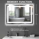 DUMOS 24.1"x32.1" LED Bathroom Mirror, Bathroom Vanity Mirror | Smart Anti-Fog, Front Light and Backlit, 3 Color Temperatures, Dimmable, Memory Function