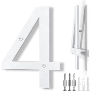 8 Inch Large Floating House Numbers, White Modern House Number for Outside, Home Address Numbers for Outdoor Garage Gate Wall Street (4)