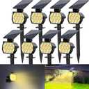 Solar Spot Lights Outdoor, [8 Pack/50LED] Solar Lights Outdoor Waterproof IP67, Dusk-to-Dawn 3 Lighting Modes Adjustable Landscape Spotlight for Garden, Yard, Pathway (Warm White)