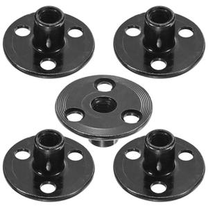 M METERXITY 5-Pack M8x17mm T-Nuts Zinc Plated Carbon Steel Tee Nut 3-Hole Round Base Weld Nuts Through Hole Furniture Hardware Flange Insert Female Thread Black