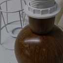 Farmhouse Cute Table Lamp for Bedroom & Living Room - Wood Grain, Vintage Style with Scalloped Shade