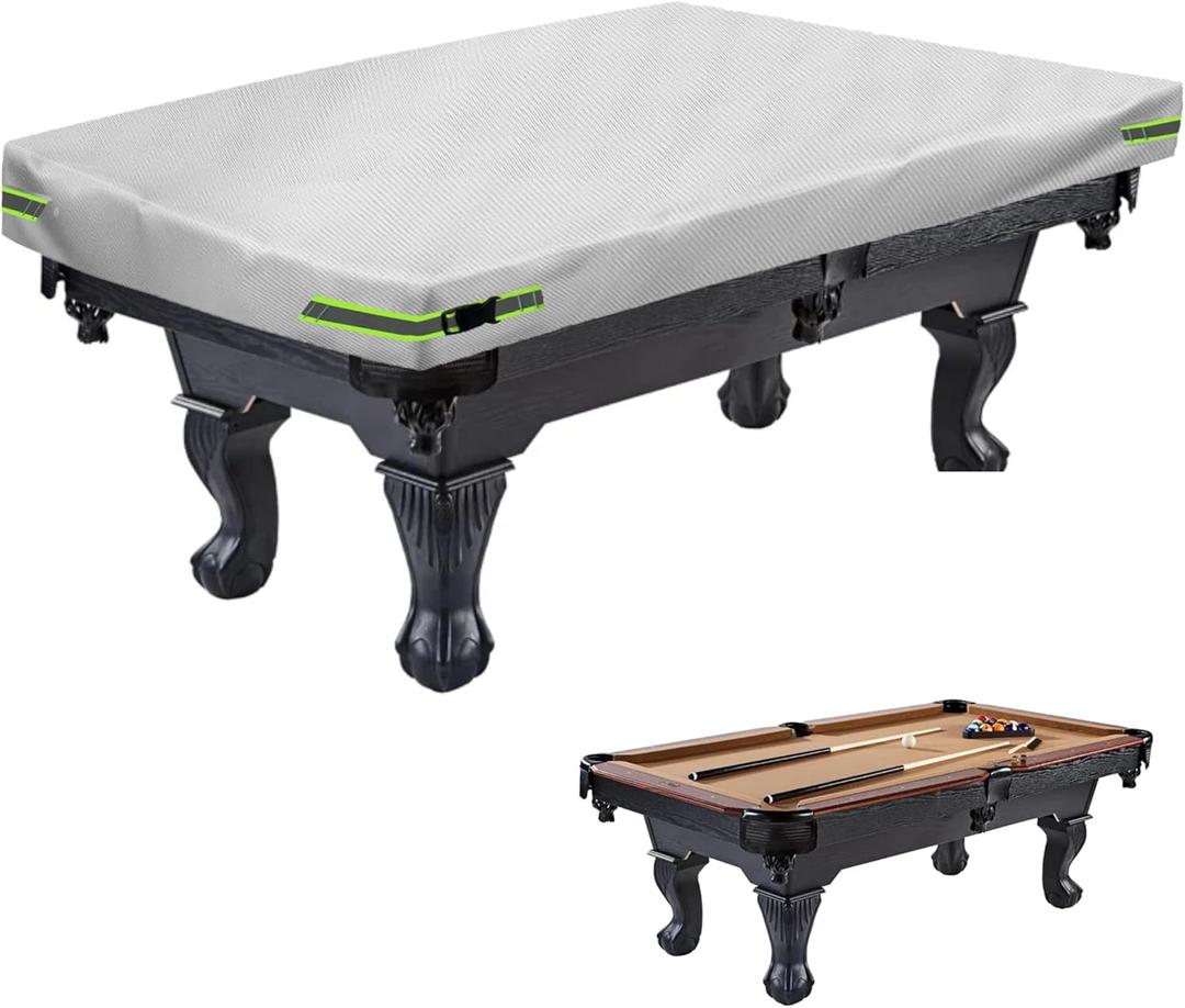 Pool Table Cover - Billiard Table Cover, 600D Waterproof Covers for Billiard Pool Table, Heavy Duty Scratched-Free UV Protection Snooker Furniture Table Cover (9ft, Grey)