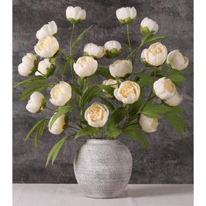 florisso 6 Pcs 27" Faux Silk Artificial Peony Flowers, Fake Peony Branches for Vase DIY Bouquet Centerpieces Wedding Shower Decorations, Champagne
