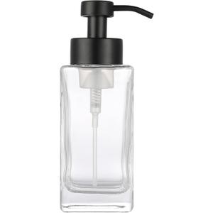 Modern Foaming Soap Dispenser with Rustproof Pump for Soap, Lotion, Dish Soap, Liquid Soap, Farmhouse Styles, for Kitchen Countertop, Bathroom, Home Decor, Clear with Black Pump top
