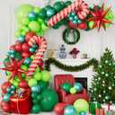 Bonropin 183pcs Christmas Balloon Garland Arch kit with Christmas Red Lime Dark Green Metallic Green Balloons Candy Cane Gift Box Explosion Star Foil Balloons for Xmas Party Decorations