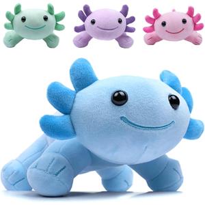 Axolotl Plush Toy, 10.8 Soft Cute Axolotl Stuffed Cotton Plush Pillow Kawaii Salamander Animal for Boys Girls Kids Gift (Blue)