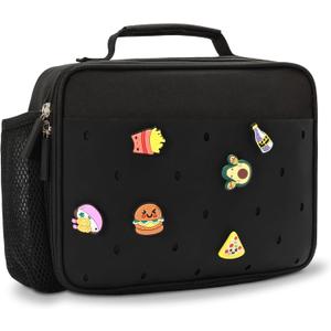 Kid Insulated Lunch Bag Cute Lunch Box Reusable Lunch Tote for School Picnic Birthday Gifts for Boy Girl (Black)