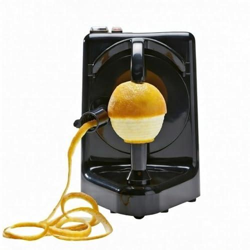 Professional Automatic Fruit & Vegetable Peeler Electric Apple Peeler Fast & Efficient Rust-Resistant Stainless Steel Easy Cleanup, Plastic & Stainless Steel, Black