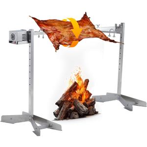 GarveeTech 46in Stainless Steel Electric Rotisserie Grill - 132LB Capacity for Whole Pig & Lamb, Charcoal Spit Roaster with 50W Motor, Outdoor Camping BBQ (46x21x36in)