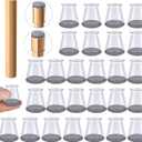32 Pcs Chair Leg Protectors for Hardwood Floors, Silicone Felt Furniture Leg Cover Pad for Protecting Floors from Scratches and Noise, Smooth Moving, X-Small(Fit Round Diameter：1/2" to 5/16")