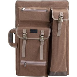 TRANSON Art Portfolio Case Artist Backpack Canvas Bag Large 26 x 19.5 (Brown)