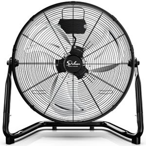 Simple Deluxe 20 Inch 3-Speed High Velocity Heavy Duty Metal Industrial Floor Fan for Warehouse, Workshop, Factory and Basement, Black, 1 Pack