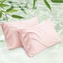Bedsure Cooling Pillow Cases Standard Size Set of 2, Rayon Derived from Bamboo Cooling Pillowcase for Hot Sleepers, Cool Pillow Covers with Envelope Closure for Women, Men, Pink, 20x26 Inches (Standard (20" x 26"), 12 - Pink)
