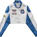 Aelfric Eden Cropped Leather Jacket Women PU Crop Moto Biker Racing Trendy Fashion Casual Coats,