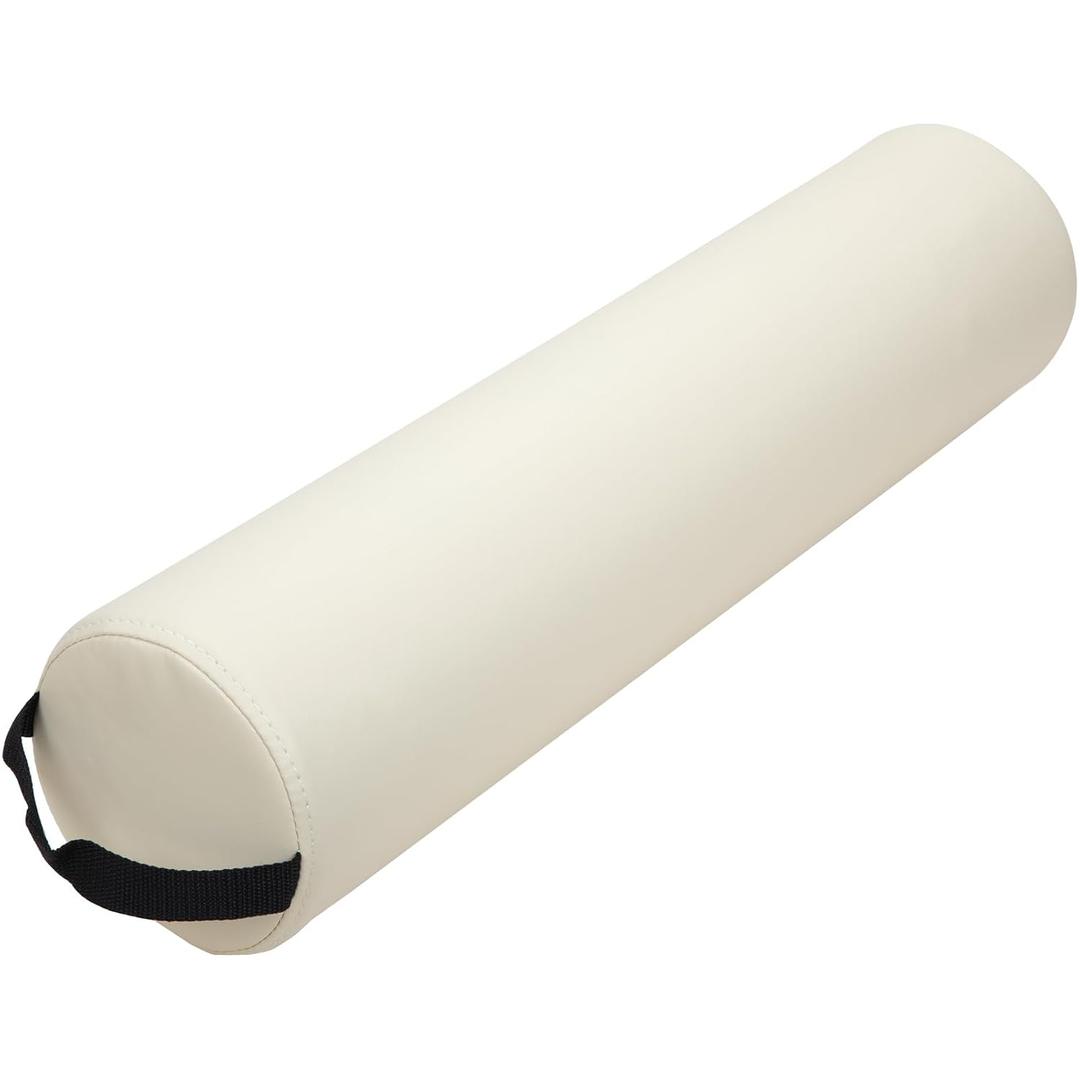 ForPro Full Round Bolster Pillow, Crme, Oil and Stain-Resistant, for Massage and Yoga, 6 R x 26 L