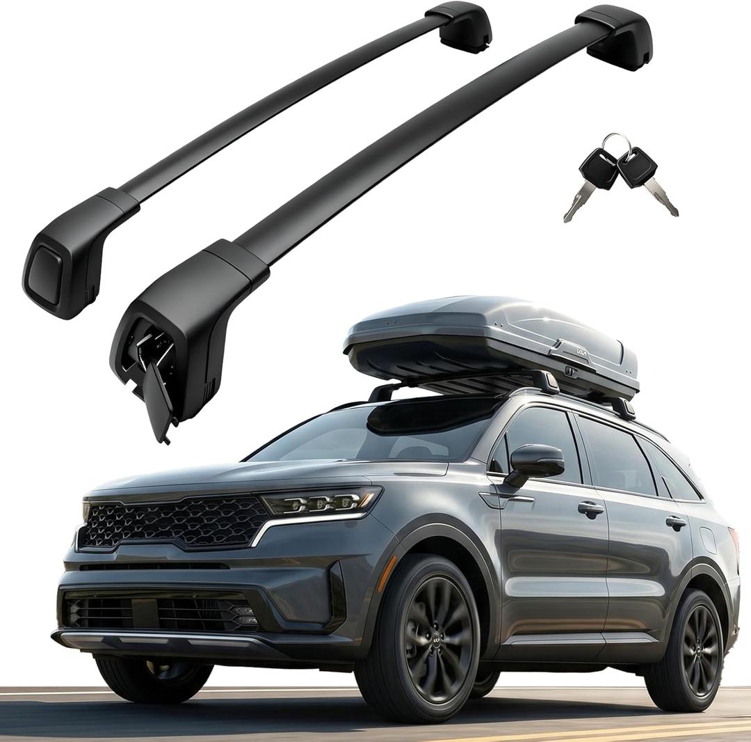 Aluminum Roof Rack Cross Bars Fit for 2021-2026 KIA Sorento & Sorento Hybrid with Flush Side Rails, Aerodynamic Rooftop Cargo Carrier Luggage with Anti-Theft Lock (Non-X-LINE)