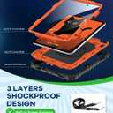 Cantis Case for iPad 11-inch (A16) 2025/ iPad 10th Generation 2022 (10.9 inch) with Screen Protector, 11th Case with 360 Degree Rotating Stand/Shoulder Strap/Pencil Holder, Black+Orange+Black