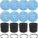8pcs Reusable Wet Dry 90107 Paper Disc Filter 4pcs 90585 Foam Sleeve Filters for Most 5 Gallon and Larger Branded Wet/Dry Vacuum Cleaners with 4pcs Retaining Bands
