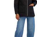kensie Women's Diamond Quilted Puffer Jacket With Hood (Large, Black)