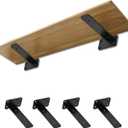 6 Inch Heavy Duty Shelf Brackets (4-Pack), Black Steel Floating Shelf Supports, Easy Installation Metal L Brackets for Wall Shelves, DIY Home & Office Organization (Black)