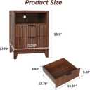 Fluted Nightstand with Charging Station, Modern Night Stand with 2 Slide Drawers and 1 Open Shelf, Walnut End Table with Metal Handles, Bedside Table for Bedroom, 17.7 x 17.7 x 23.6in