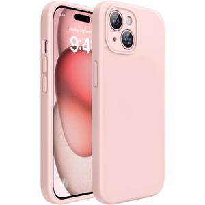 Miracase Compatible with iPhone 15 Plus Case, [Soft Anti-Scratch Microfiber Lining], Liquid Silicone Case Gel Rubber Shockproof Drop Protection Phone Case for iPhone 15 Plus (Sand Pink)