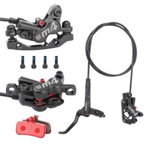 MEROCA M4 4-Piston Mountain Bike Hydraulic Disc Brakes Hydraulic Bike Brakes Front Tube 800mm Rear Tube1400mm with PM Adapter for 160mm Rotor (1 Left Rear)