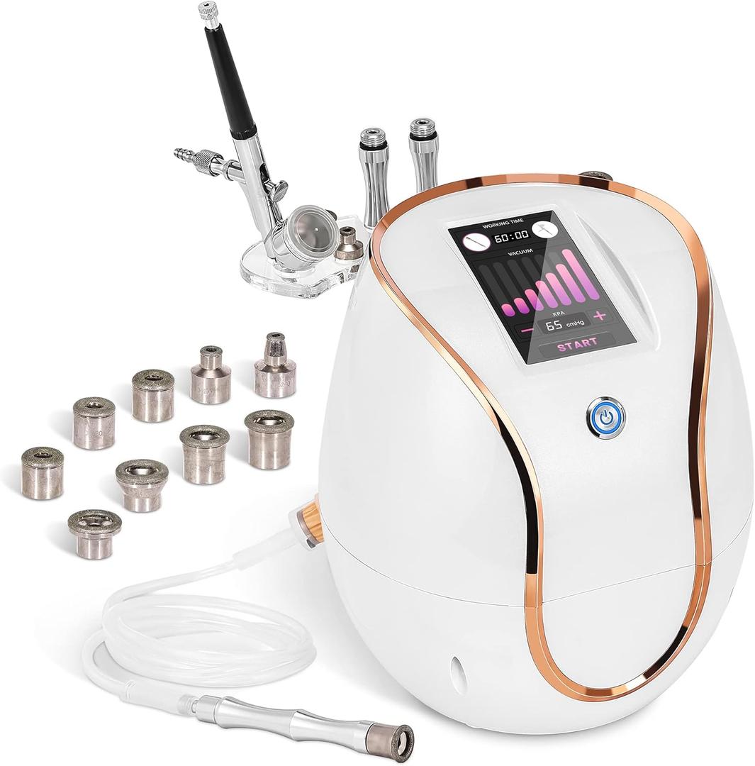 Professional Diamond Machine with Touch Screen Facial Skin Care Device Equipment (Suction Power: 0-68cmHg) + Spray Gun, 350 Pcs Cotton Filter, Tips, Wands