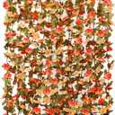 KHOYIME 9 Pack 72 FT Artificial Flower Garland, Fake Orange Roses Vines Silk Flowers Faux Plastic Outdoor Hanging Floral Garland Fall Autumn Decoration for Indoor Table Home Wall Backdrop Room Decor, 9PCS