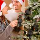 Pinkunn 6 Pcs 6.3 Inch Rustic Mercury Glass Finial Christmas Ornaments Vintage Mercury Glass Christmas Ornaments Farmhouse Hanging Decor for Xmas Tree Winter Holiday Decoration (Black,Golden)