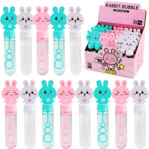 24 Pcs Easter Mini Bunny Bubble Wands in 3 Colors for Kids, Bulk Bubbles Party Favors Toys for Easter Basket Goodie Bag Stuffer, Wedding, Carnival Prizes, Themed Birthday Party Gifts Supplies