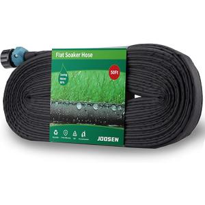JOOSEN Soaker Hose 50ft 1/ 2" Flat Double Layer Consistent Drip Hose Saving 80% Water Leakproof Kink Free Vegetable Garden Pvc Hose