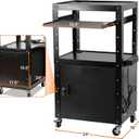 AV Cart with Wheels and Power, Locking Cabinet and Keyboard Tray 18"D x 24"W x 42"H
