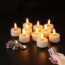Eywamage Ivory Flameless Wax Tealights with Remote Batteries, Realistic Flickering LED Tea Votive Candles Set of 10