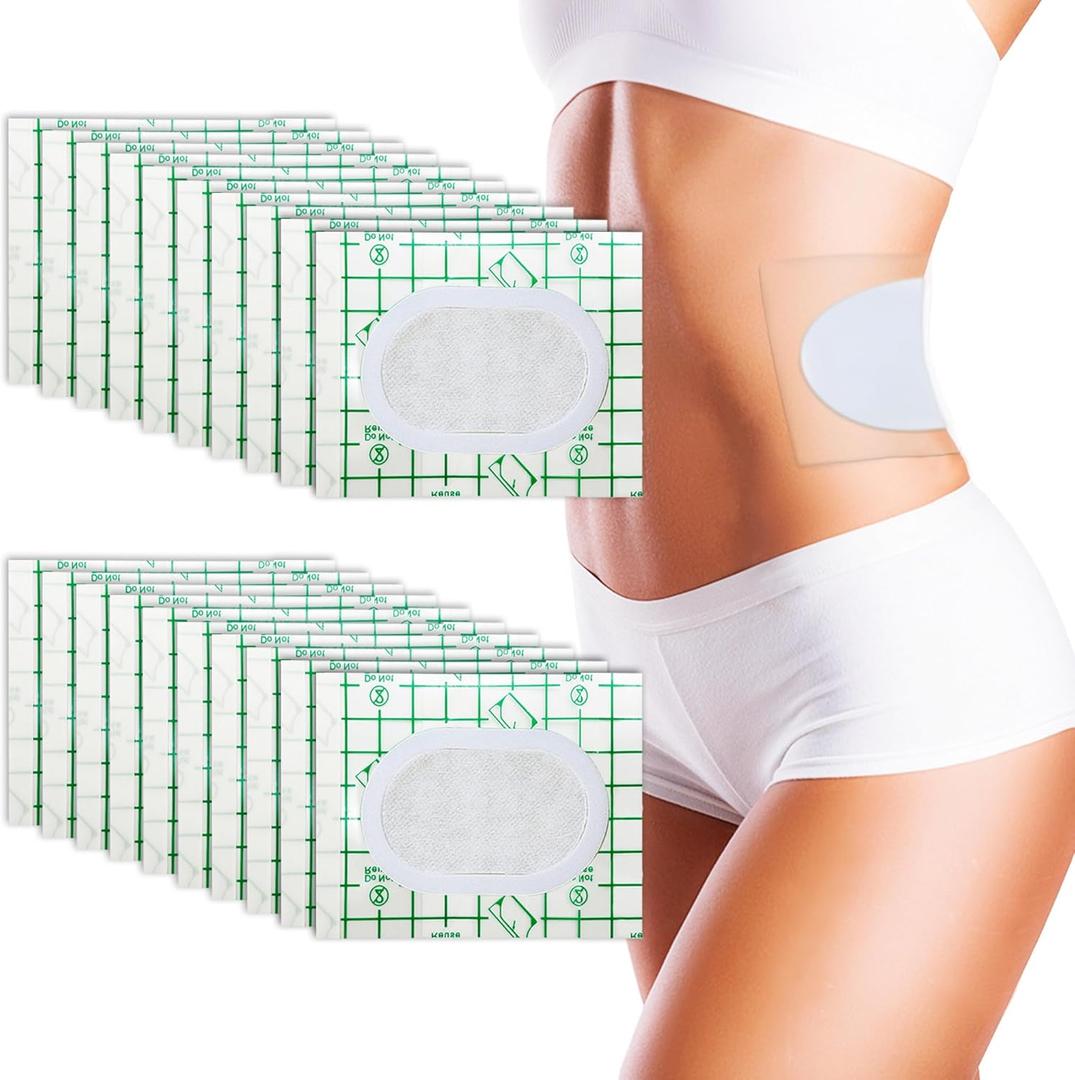 20 Pack Disposable Castor Oil Pack Wrap for Stomach, 8 x 6 Soft PU FilmCastor Oil Patches for Sensitive Skin, Organic Cotton, Water-Resistant, No Irritation, Anti LeakageNo Wash Castor Oil Pad