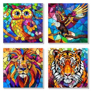 4 Pack Paint by Numbers Kit for Kids Easy Kid Paint by Number Kits Ages 8-12 Animal DIY Painting Kits for Kids Age 4-8 Beginner Paint by Number Canvas with Frame Children Color by Numbers Kit 8x8 Inch